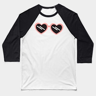 Pink Retro Heart Sunglasses Baseball T-Shirt